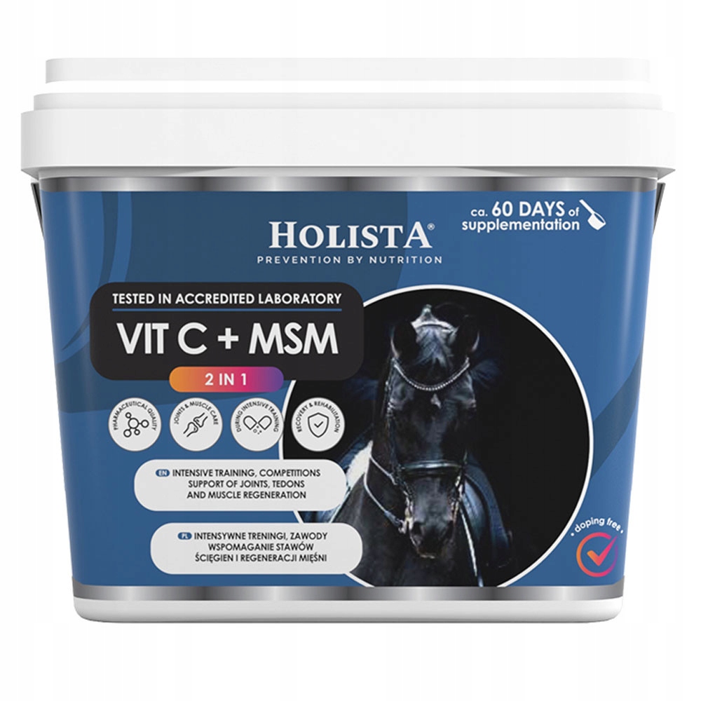 HolistaEquine Vit C Msm 2w1 na stawy dla koni 1000 g