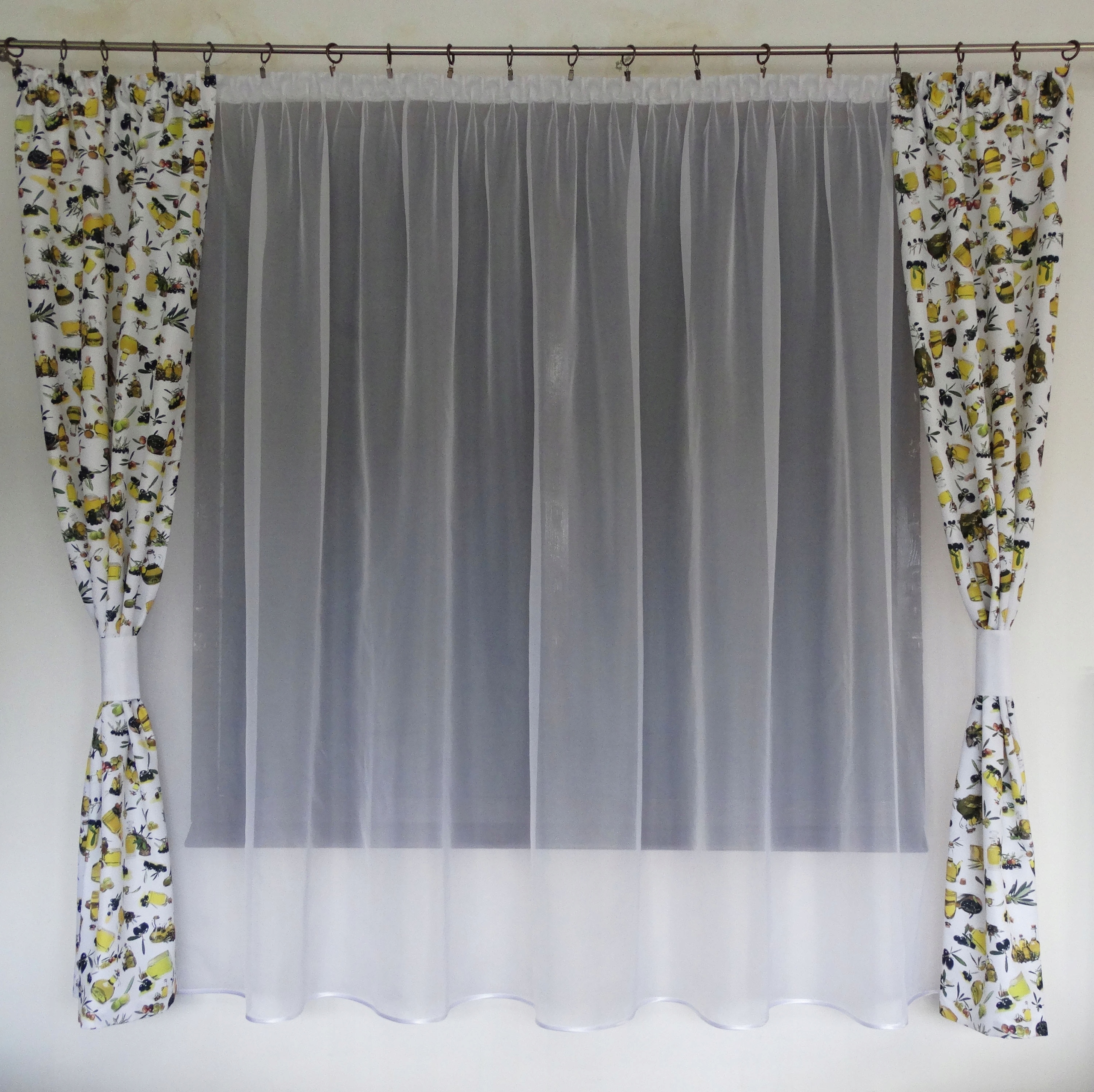 Mg Kpl Záclona Voál Záclony Olivy kuchyně Nové