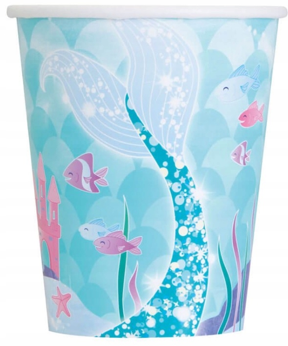Kubeczki papierowe Syrenka Podwodny Świat Ocean 8 sztuk