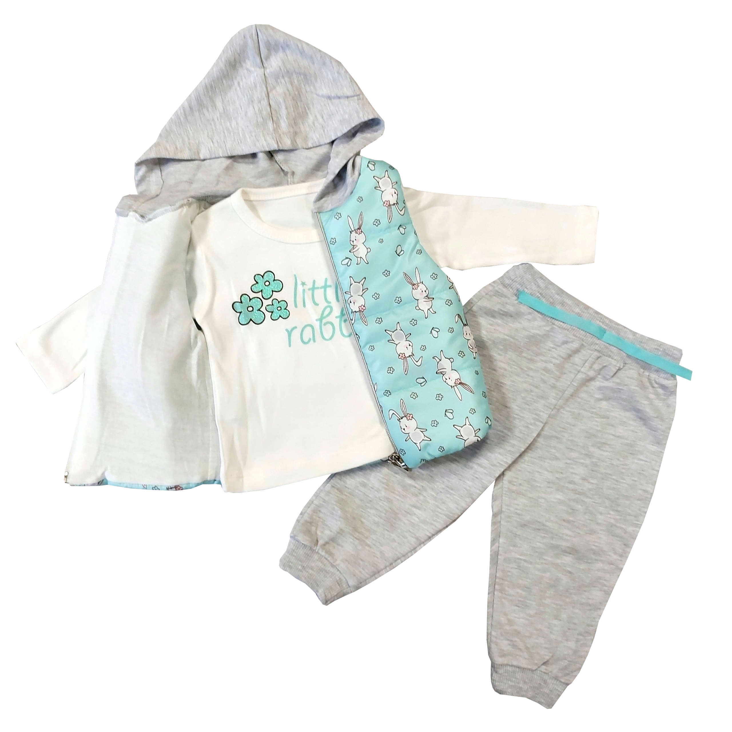 

Komplet 80 dziewczęcy bawełna dres 9 m kamizelka