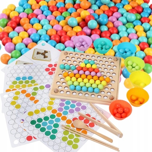 

Drewniana Układanka Mozaika Koraliki Kulki Puzzle