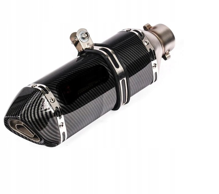 TŁUMIK MOTOCYKLOWY CARBON UNIWERSALNY NAKLEJKA AKRAP Długość 380 mm