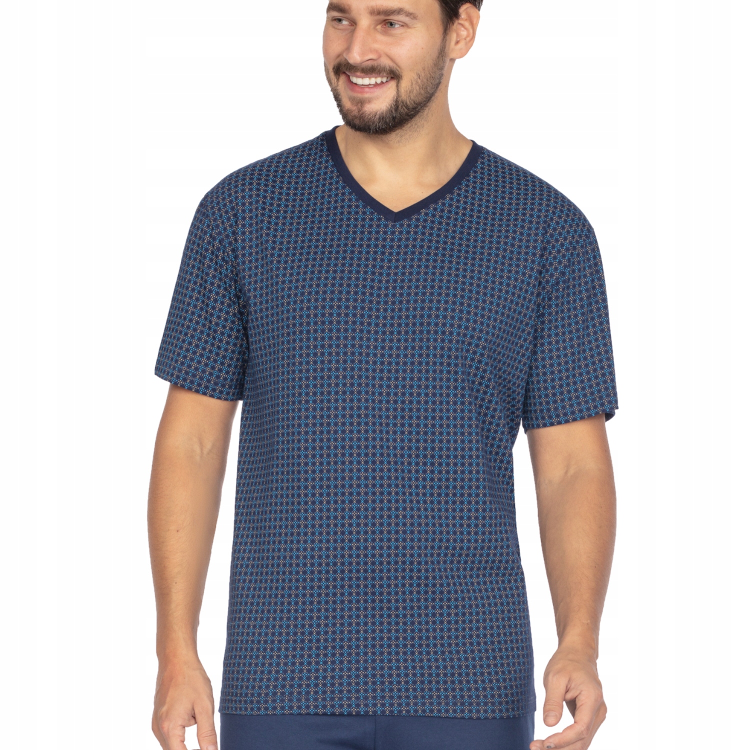 REGINA piżama męska krótki rękaw 461 wzorek granat Rozmiar XXL