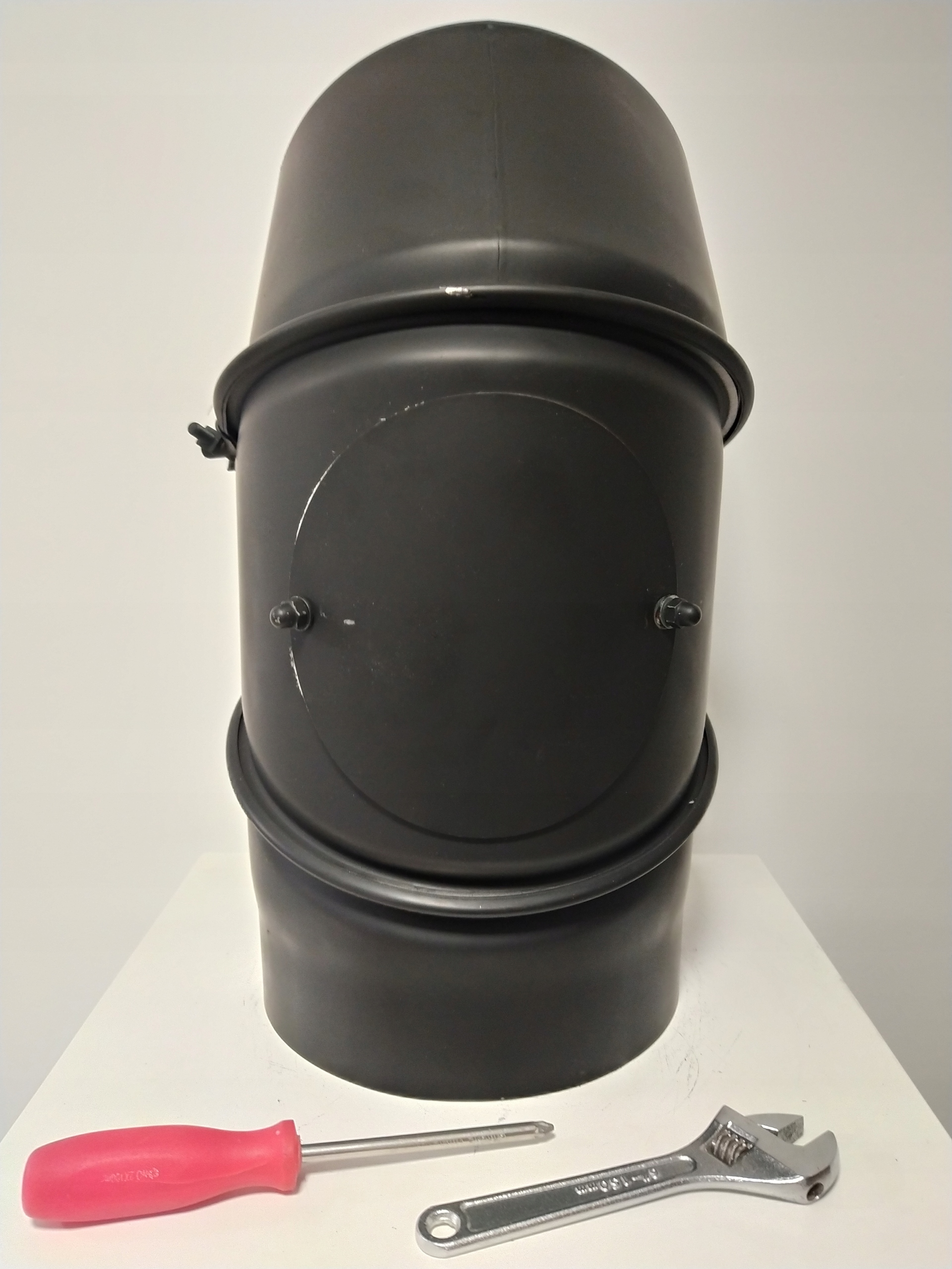 KOLANO 90st FI 200 stalowe regulowane kominek 3 segmentowe 2mm z wyczystką Głębokość 200 mm