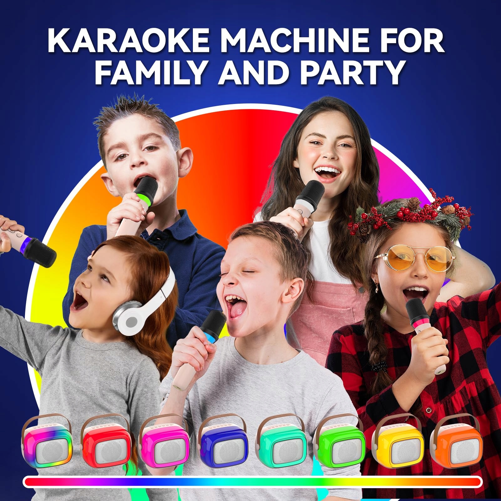 GUYUCOM Karaoke Zestaw Bluetooth Dla Dzieci i Dorosłych Z Mikrofonami — miniatura 6