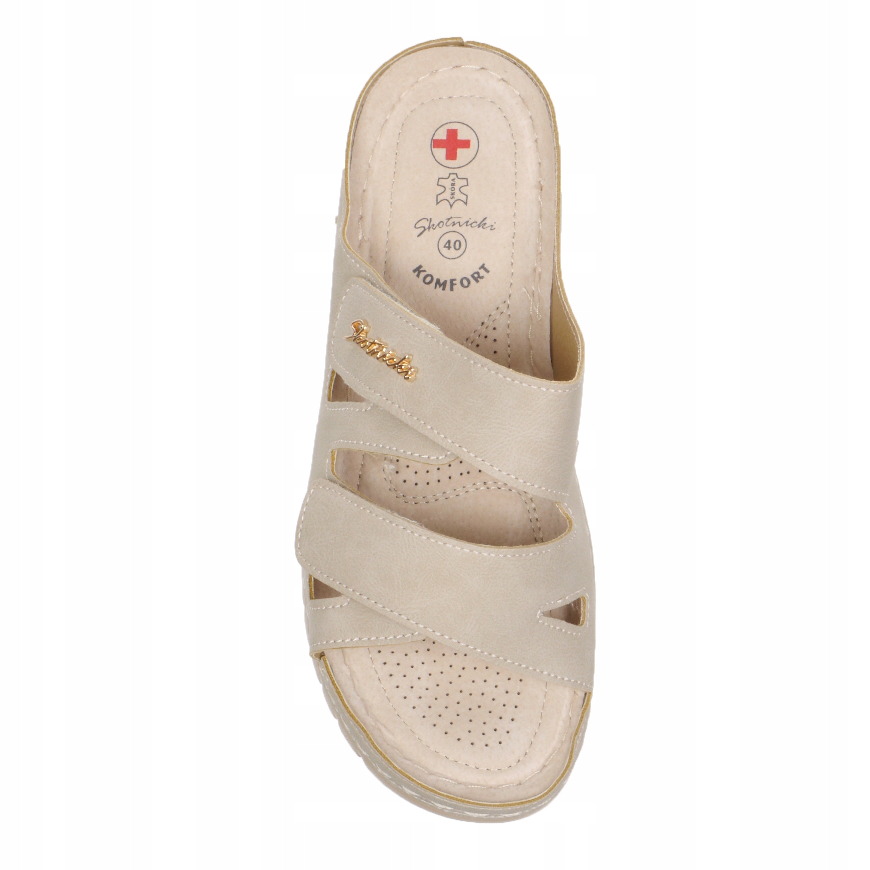 Klapki Damskie Skotnicki LEKKIE Wygodne Regulowane Paski Rzepy wkł. SKÓRA Marka inna