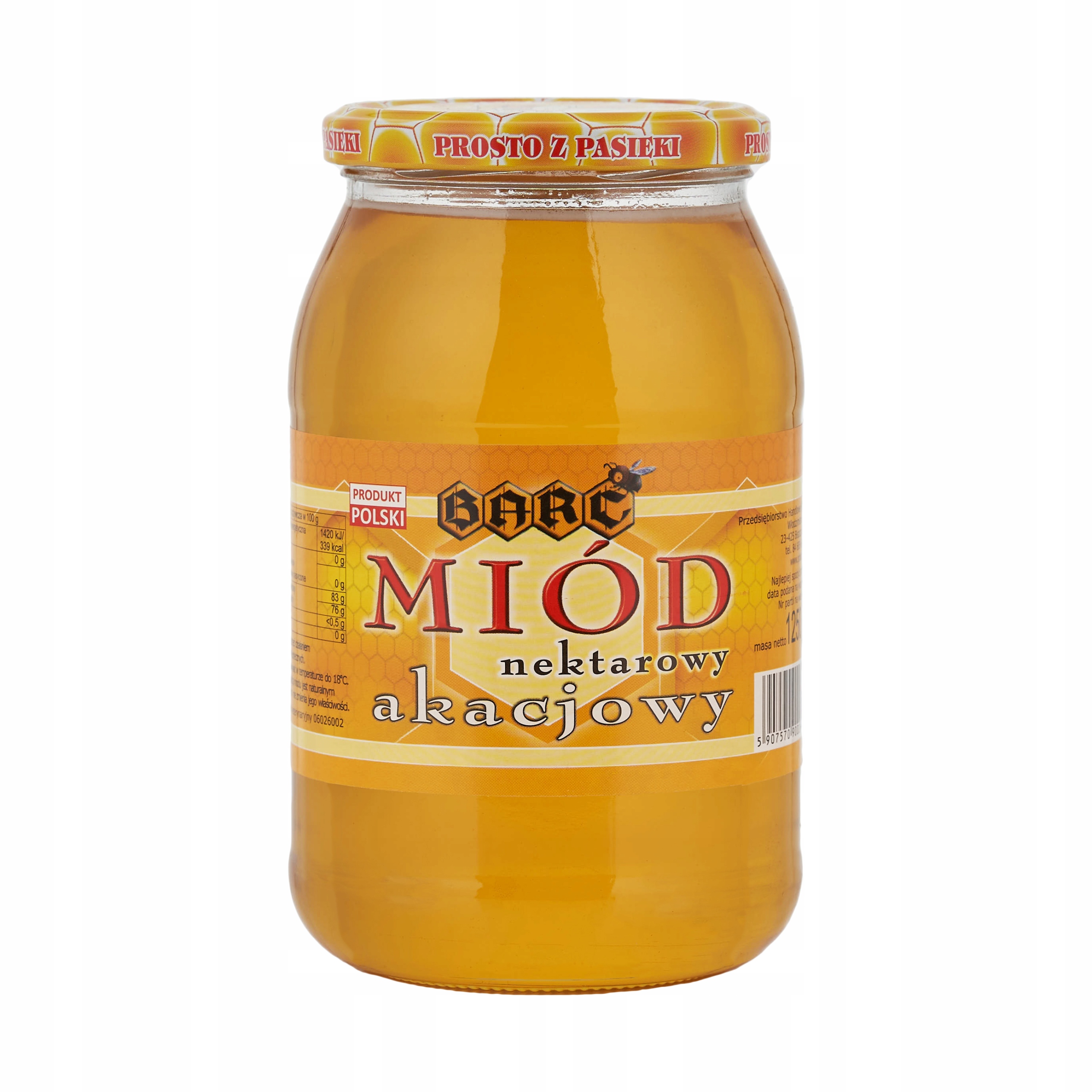 Levně Akátový med polský 1250 g přírodní jemný včelí med Barć