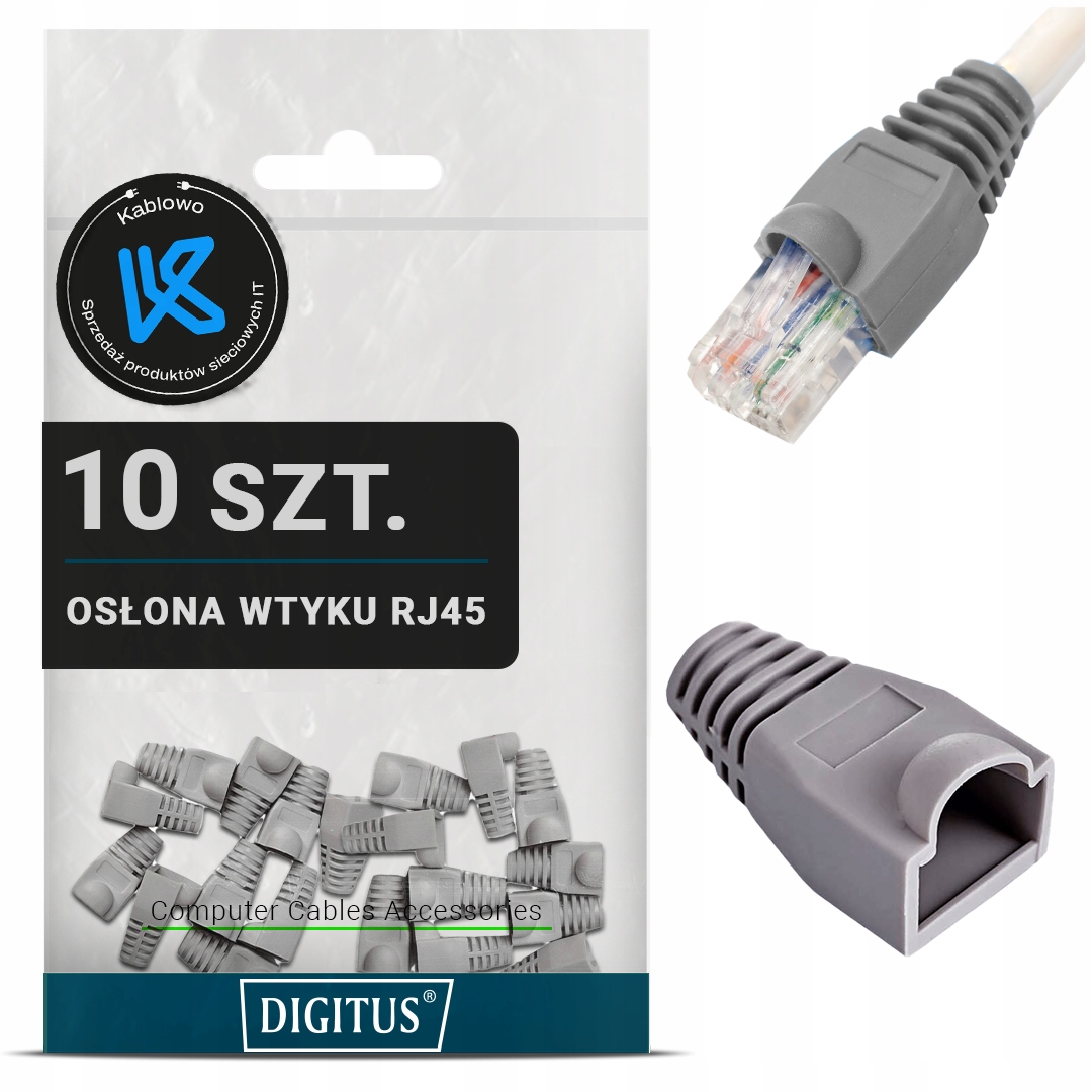 10X Osłonka Gumowa Osłonki Wtyku Wtyczek Wtyk Sieciowy RJ45 Szare Digitus