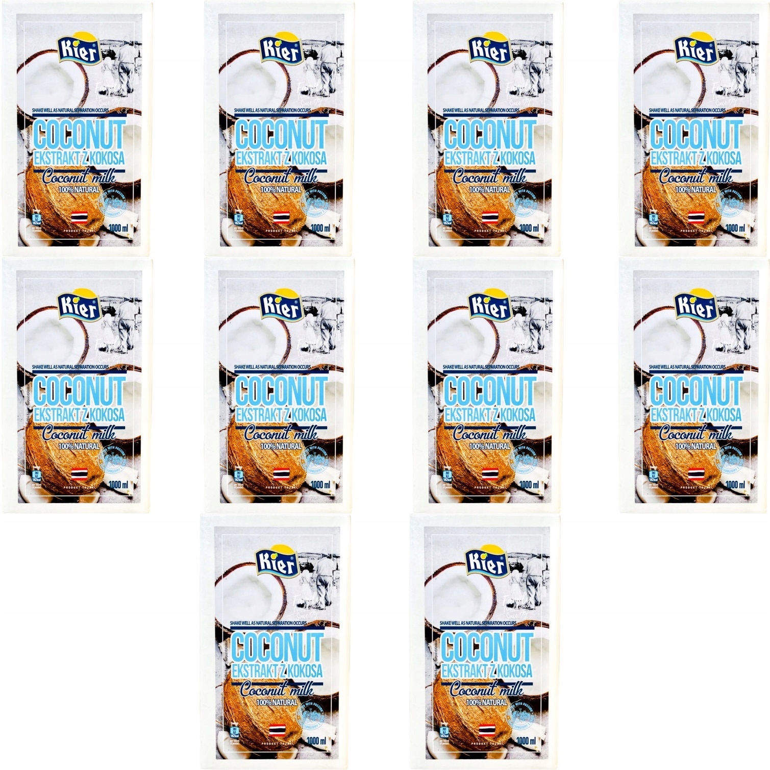 Karton Mleka Mleczka Kokosowego w Kartonie 100% Tajlandia 10x1L 1000ml Kier