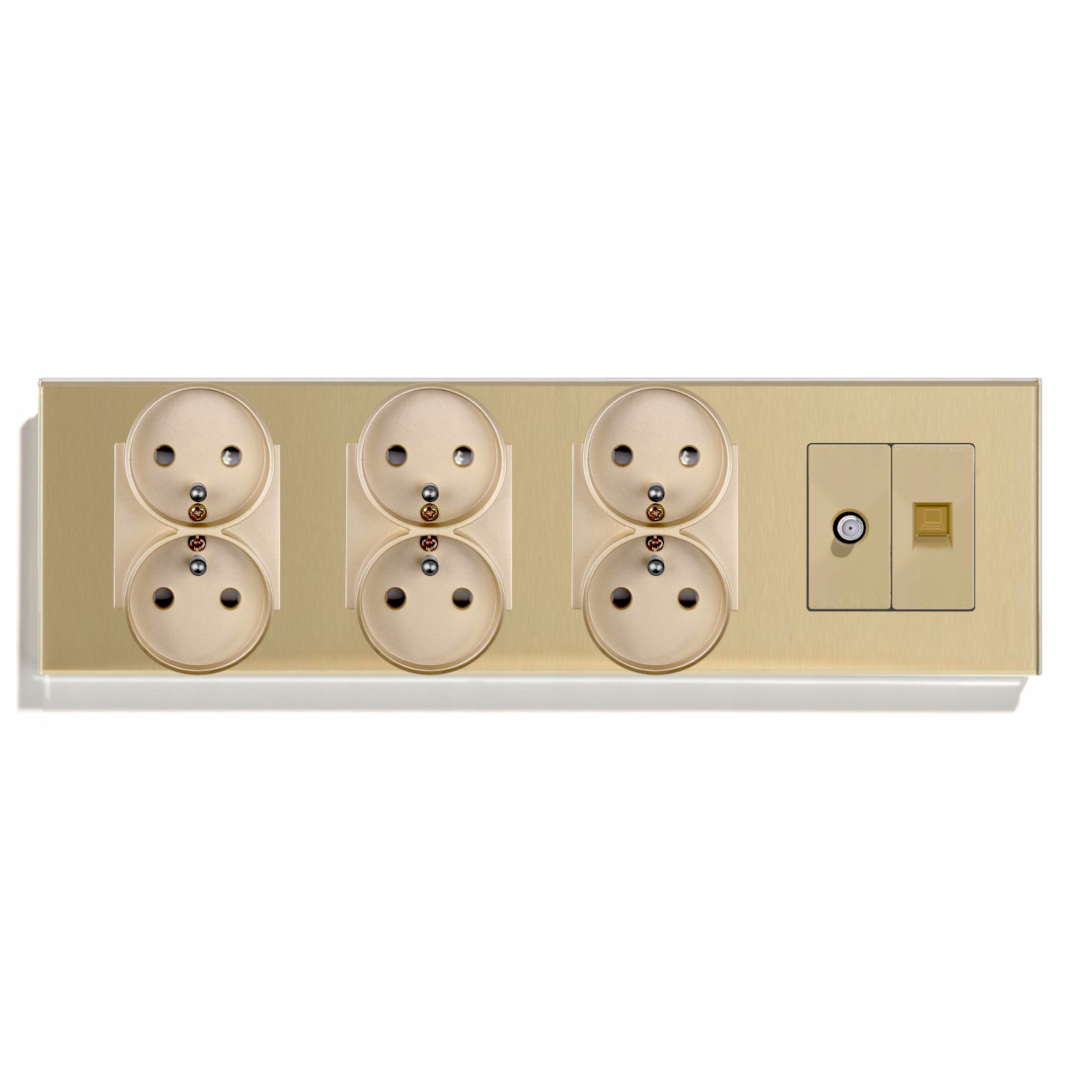 Elektrická Skleněná Zásuvka 3xDVOJITÁ Sat Internet RJ45 CAT5e