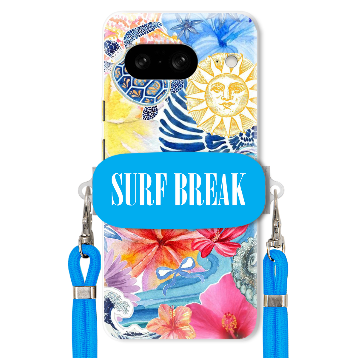 Puzdro pre Google Pixel 8 Vodítko Crossbody Blue Držiak Surf Break na dovolenku