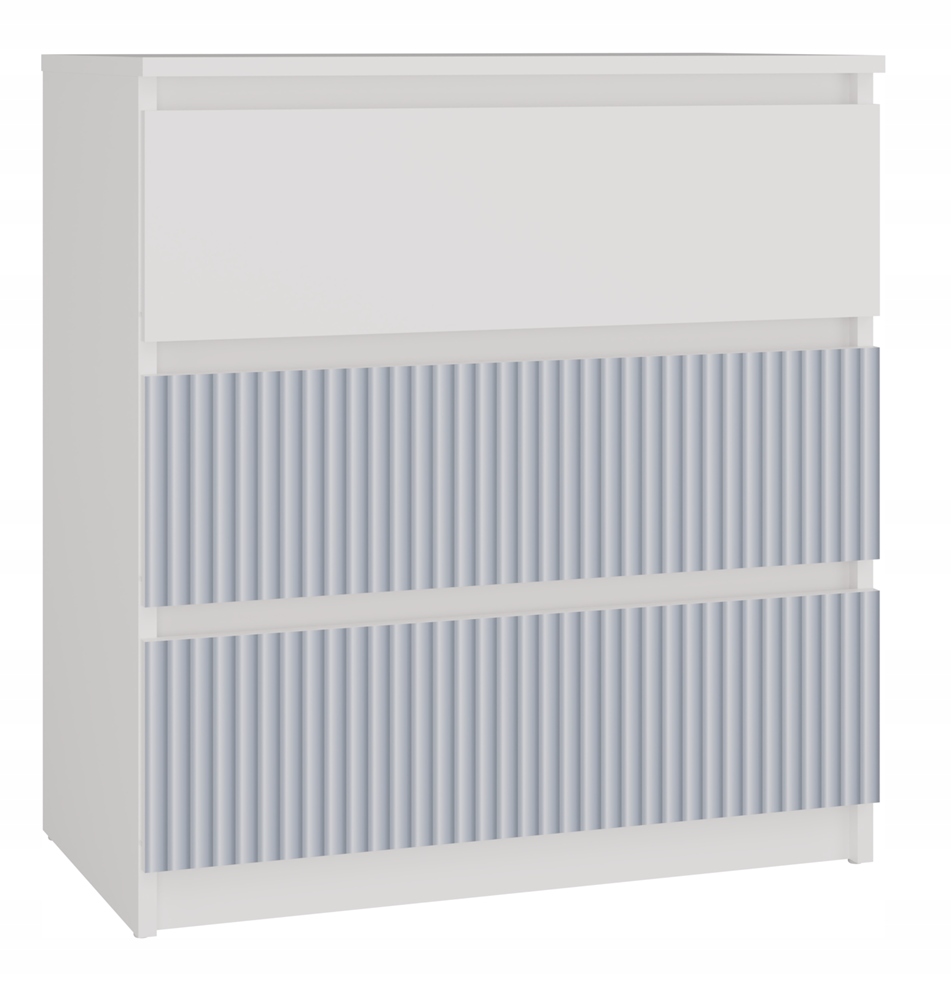 Komoda M3 Bílá Přední Strana Modrá Arteso Malwa Skříňka Dětský Pokoj