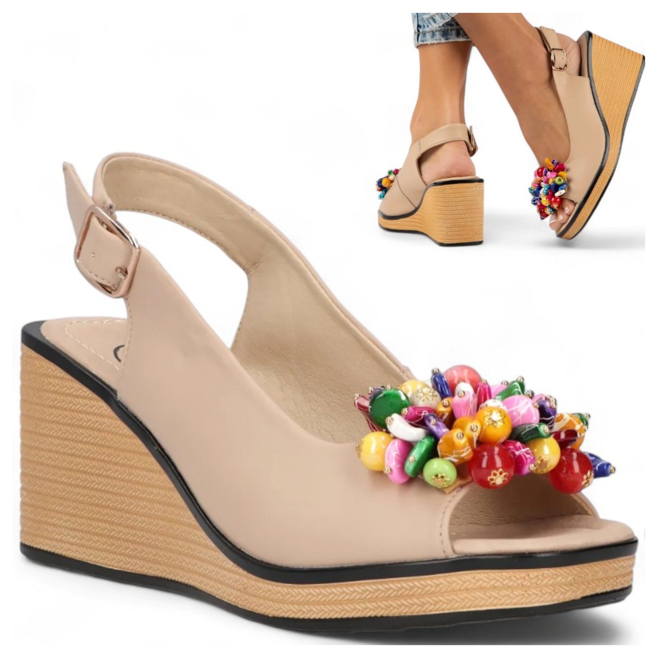 Filippo 39 dámské sandály Přírodní Kůže Platforma letní lehká obuv