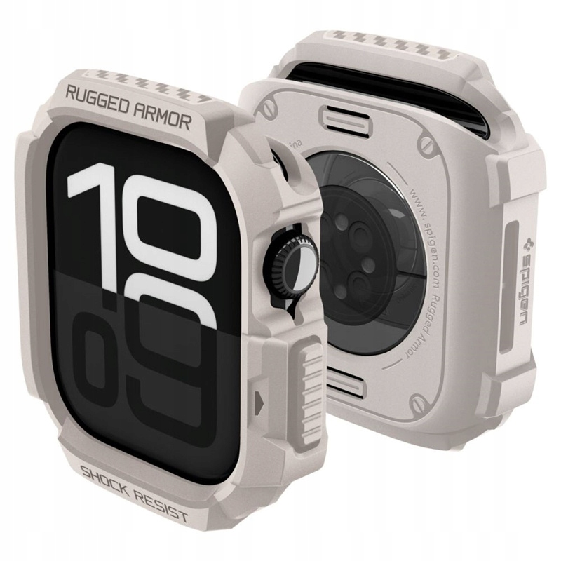 Etui Spigen do Apple Watch 10, 11 42mm Rugged Armor Oryginalne Beżowe