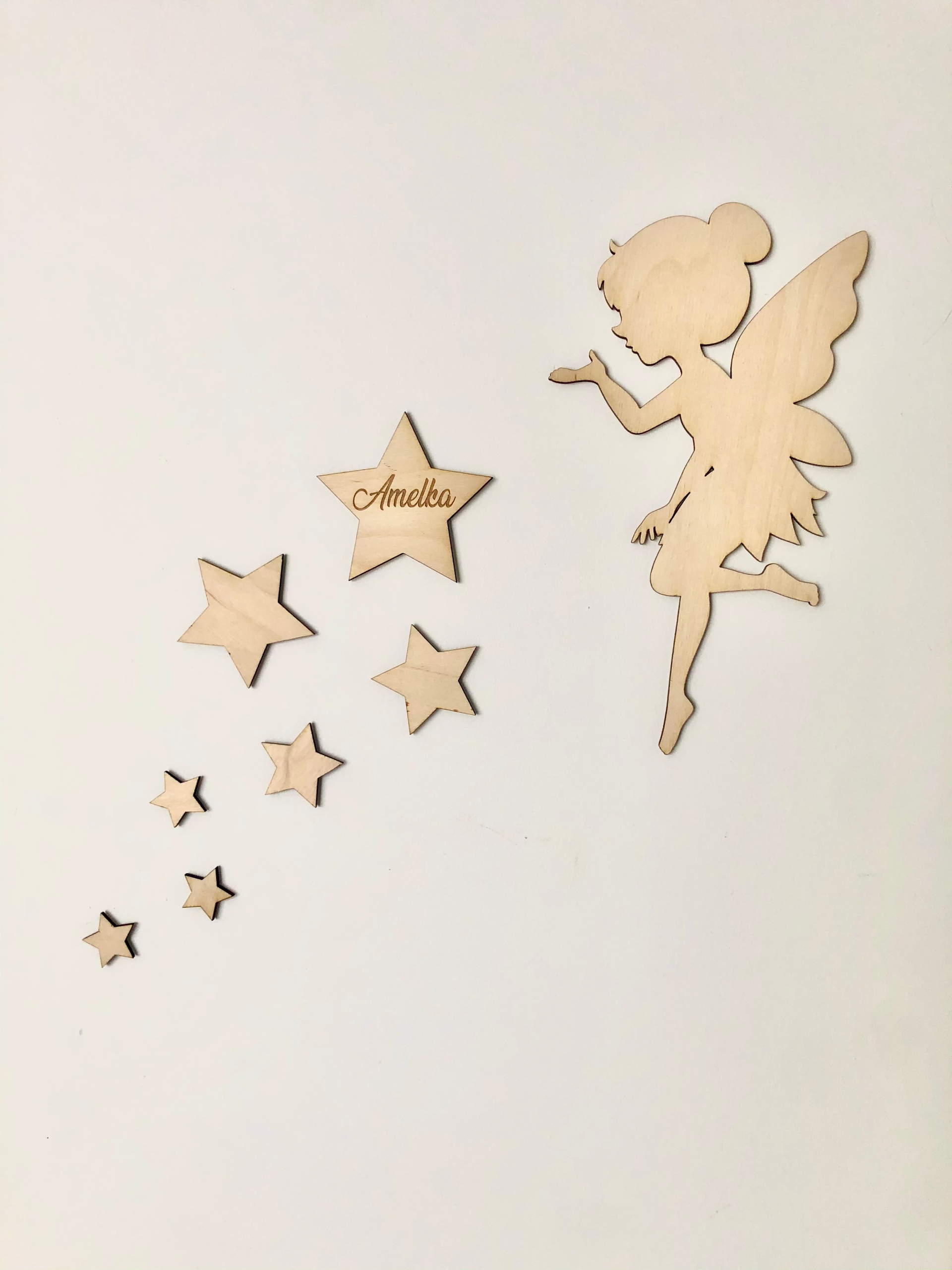Wróżka i Gwiazdki Drewniana Ozdoba Ścienna GRAWER