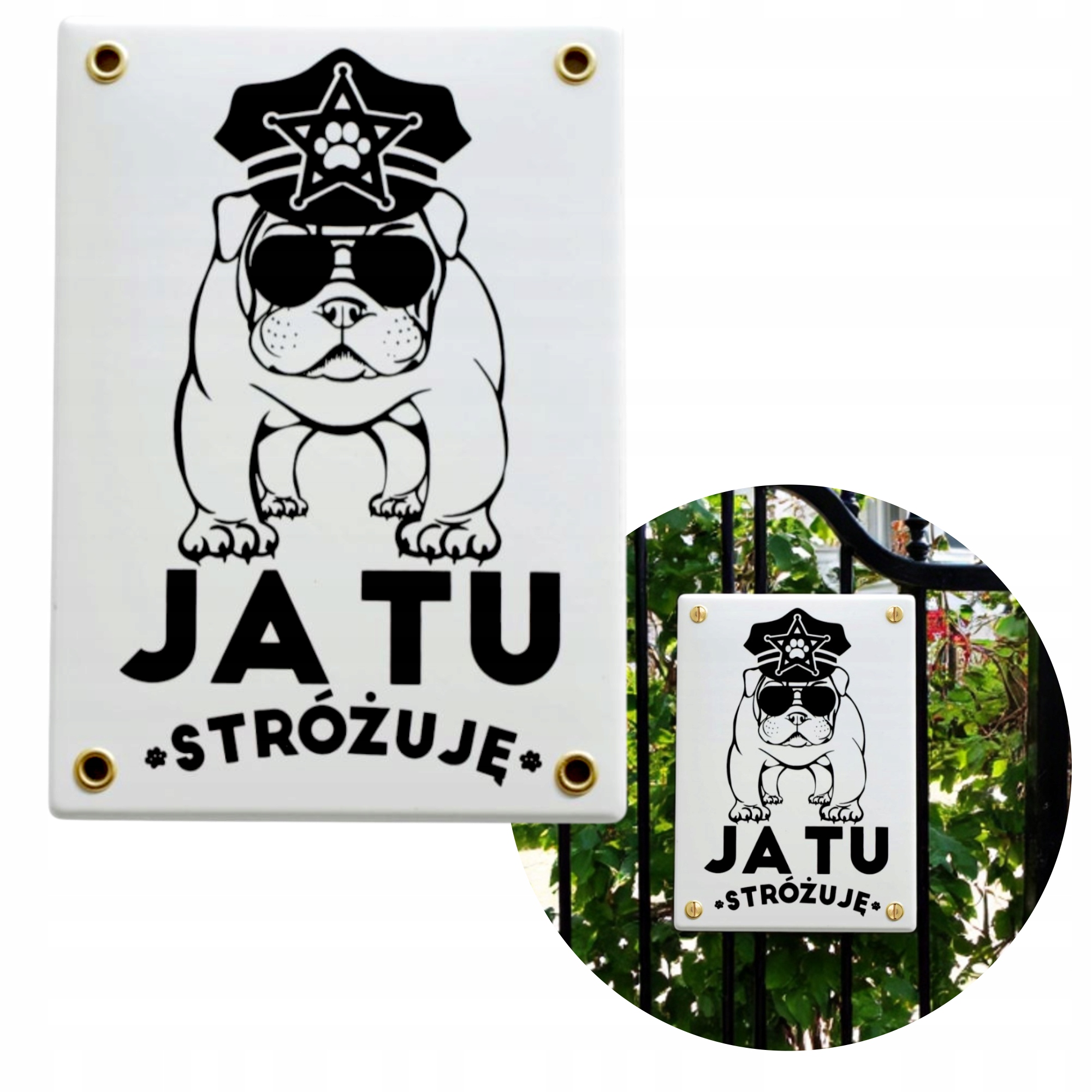 Levně Tabulka Já Tu Strážím 12x17 cm smaltovaná tabule pozor pes