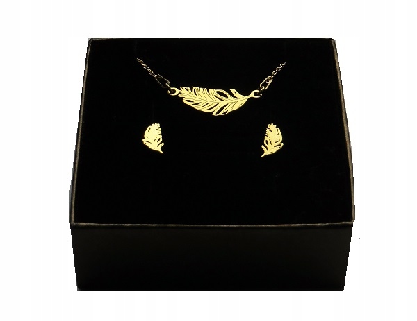 

Komplet Celebrytka piórko pióro liść srebro925