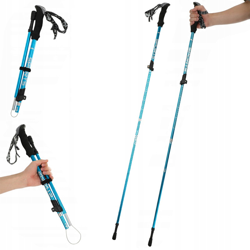 1PARA Aluminiowych Kijków Trekkingowych Składanych Na Górskie Wędrówki