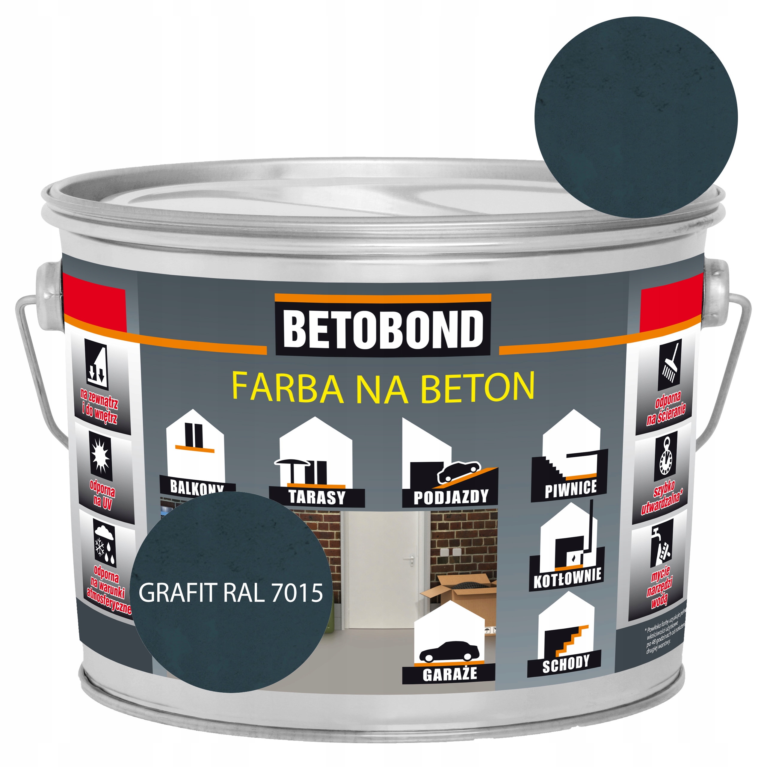 Farba do Posadzek Betonowych Odporna na Ścieranie Grafit 2,5L Polifarb