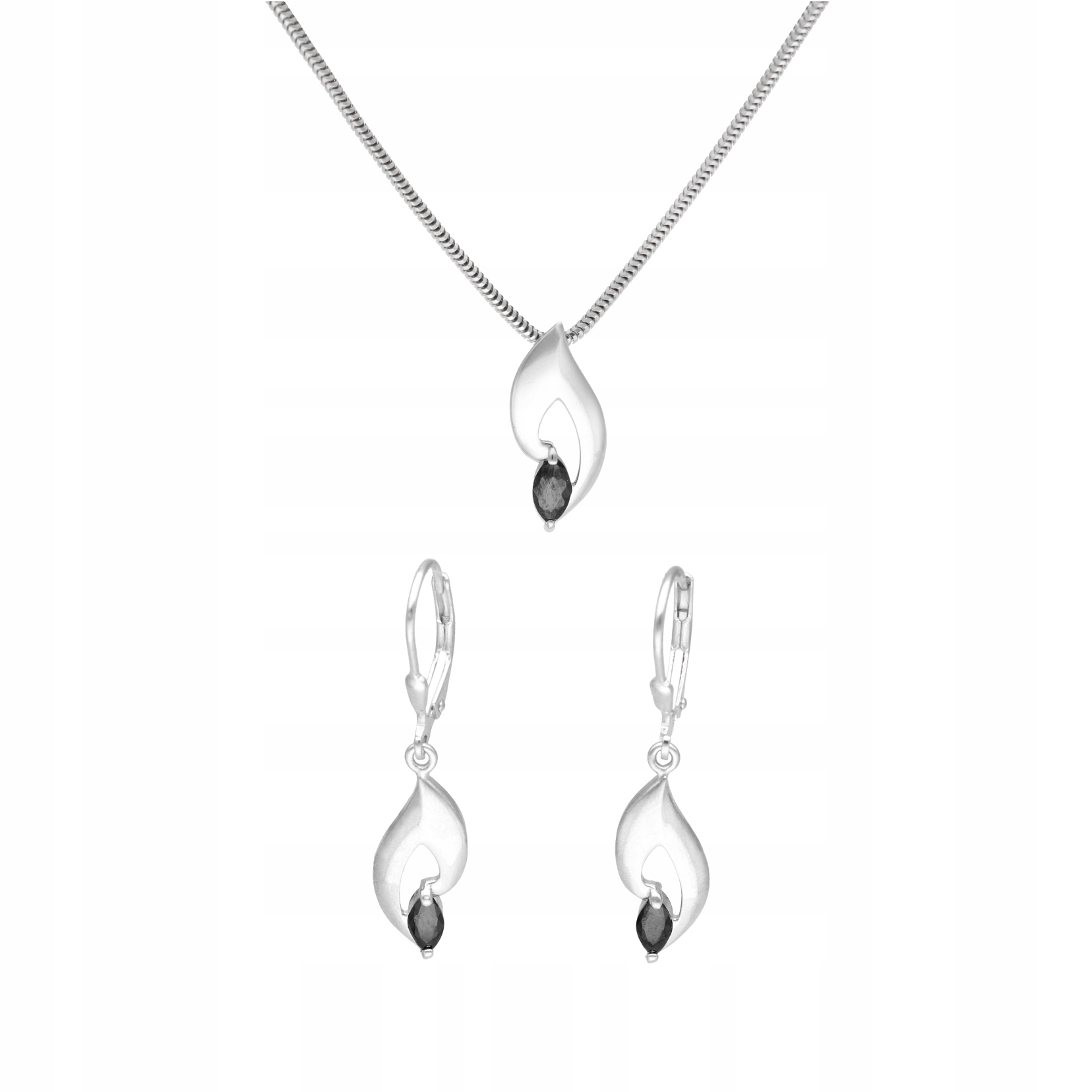 Komplet s černými zirkony stříbro