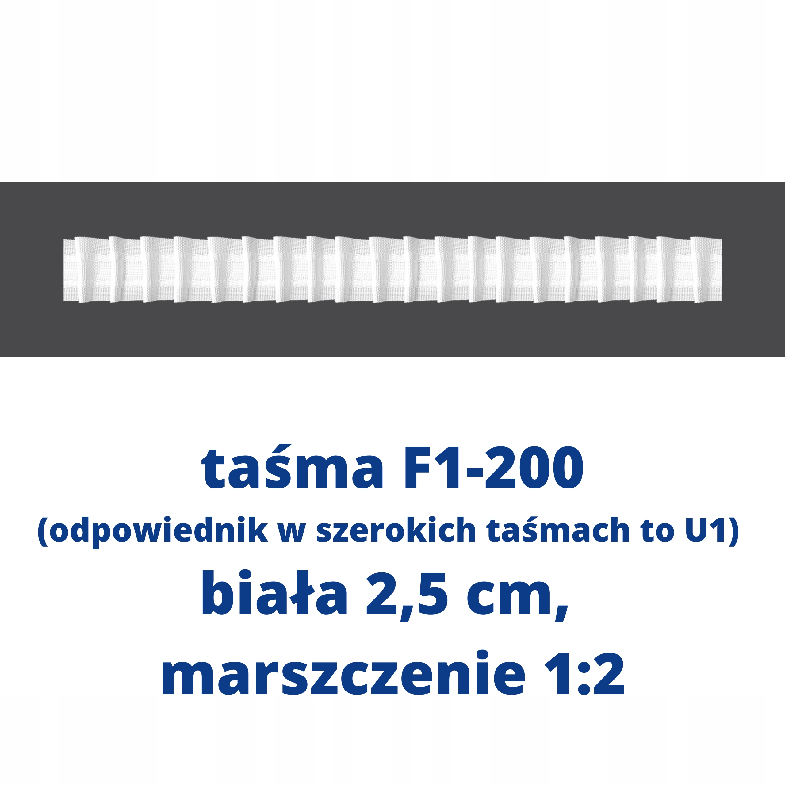 

Usługa wszycia 1 m taśmy marszczącej 2,5 cm