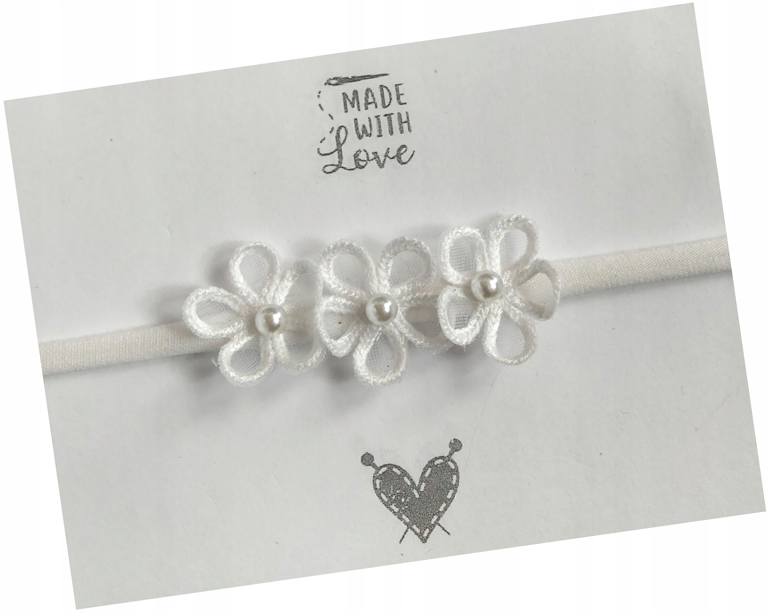 

Opaska bezuciskowa z kwiatuszkami sesja chrzest