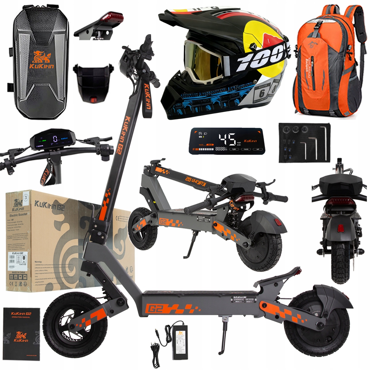 Kukirin G2 2026 Nové skládací elektrické vozidlo 1200W 45KM/H 15Ah 48V 10"