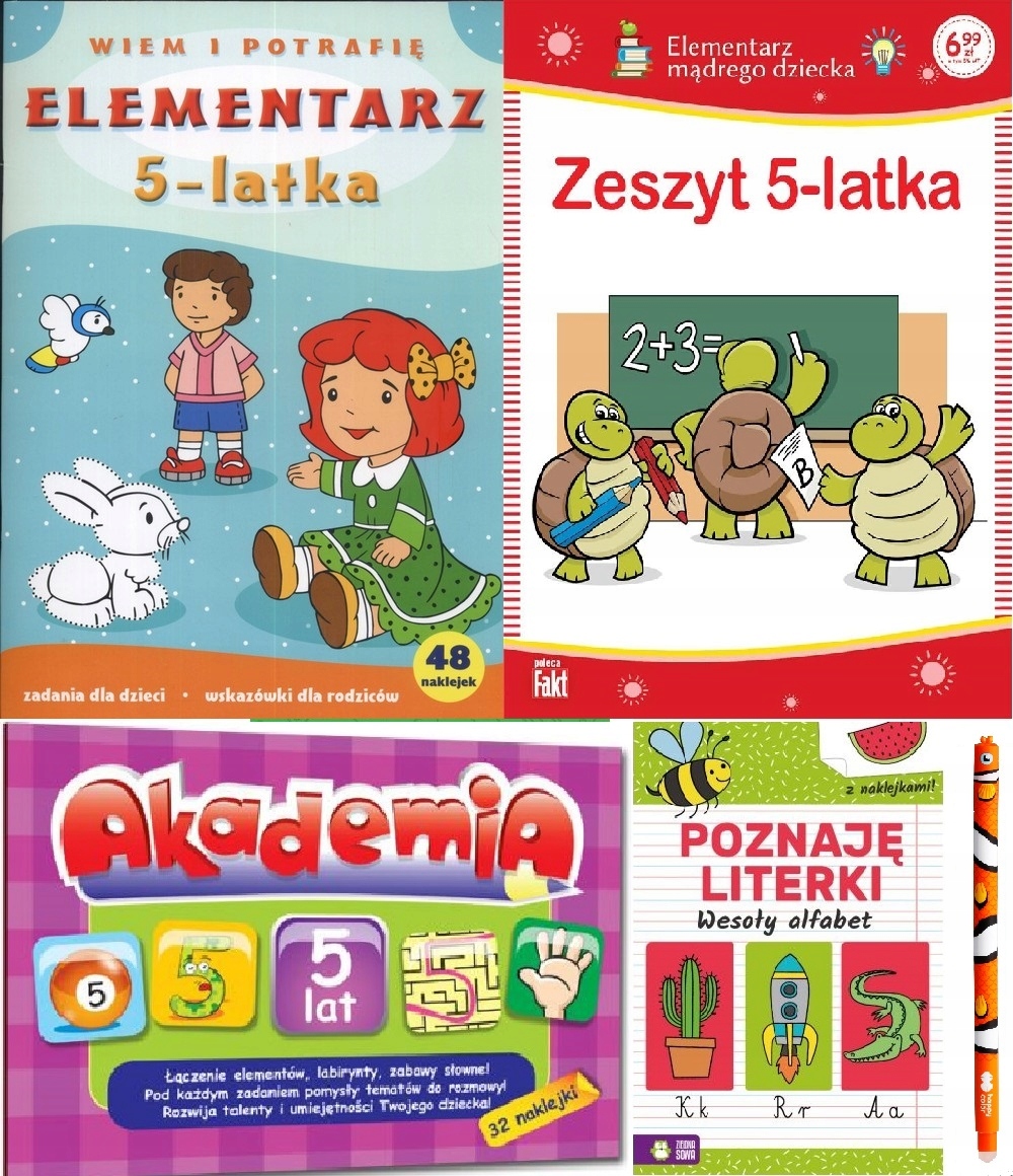 Pakiet Elementarzy 5-latka z długopisem