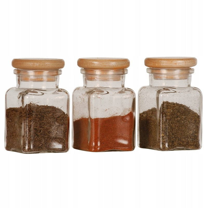 Zestaw 3 Przezroczystych Pojemników na Przyprawy 150 ml