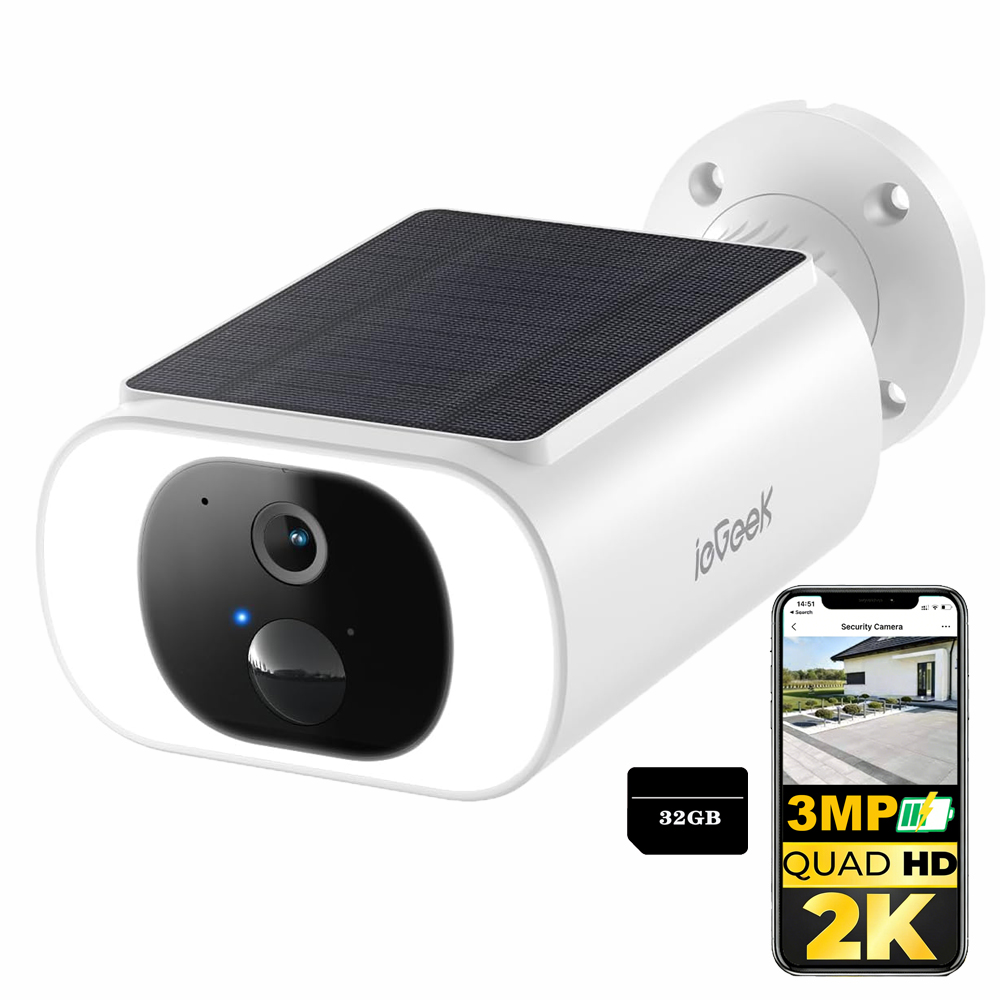 WiFi 3MPX Venkovní Kamera Integrovaný solární panel 32G Paměťová karta