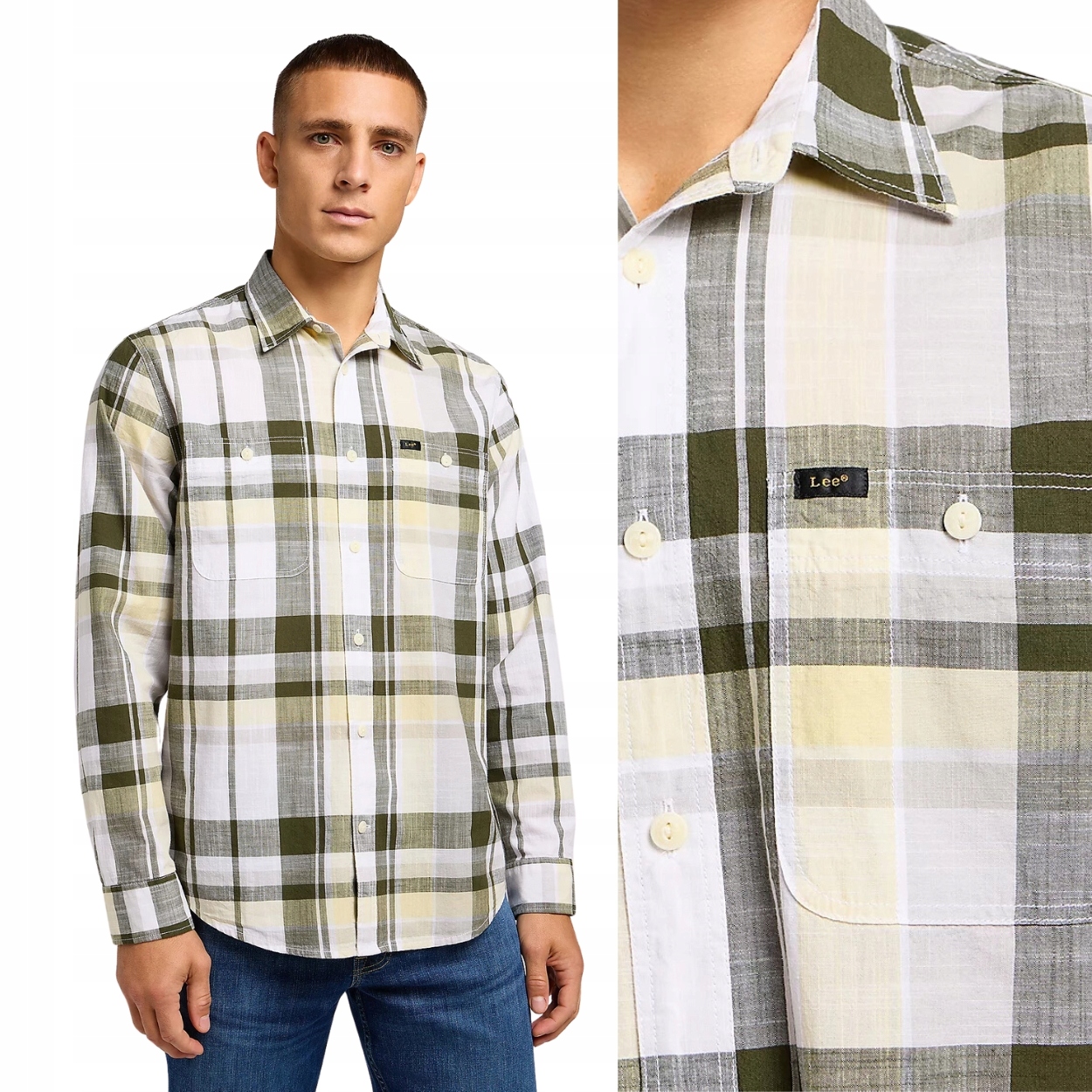 Lee Worker Shirt 2.0 Kale volná bavlněná kostkovaná košile Relaxed Fit XL