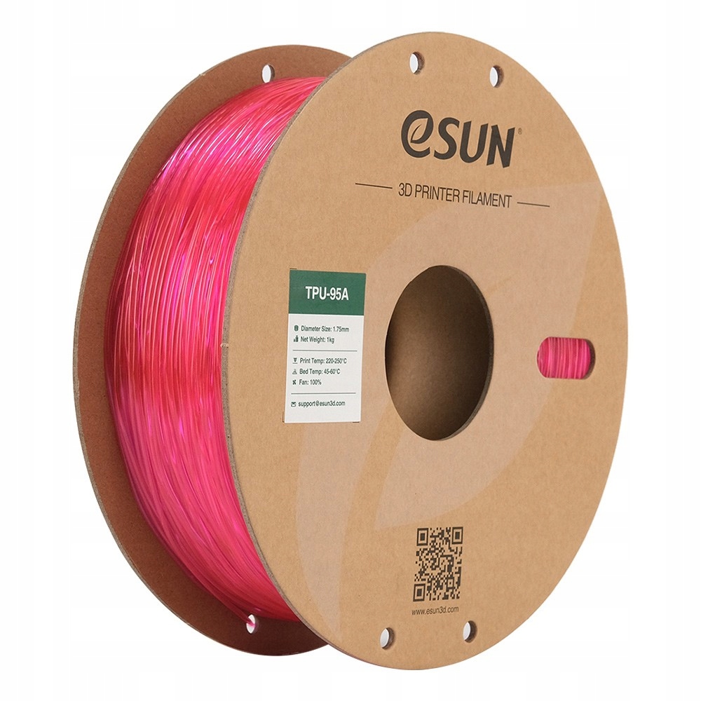 Filament eSUN TPU-95A Przezroczysty Róż Transparent Pink 1KG
