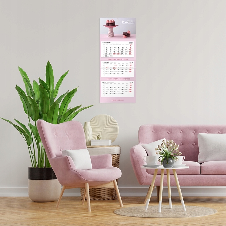 Kalendarz 2025 trójdzielny 3dzielny reklama z nadrukiem logo projekt gratis Stan opakowania oryginalne