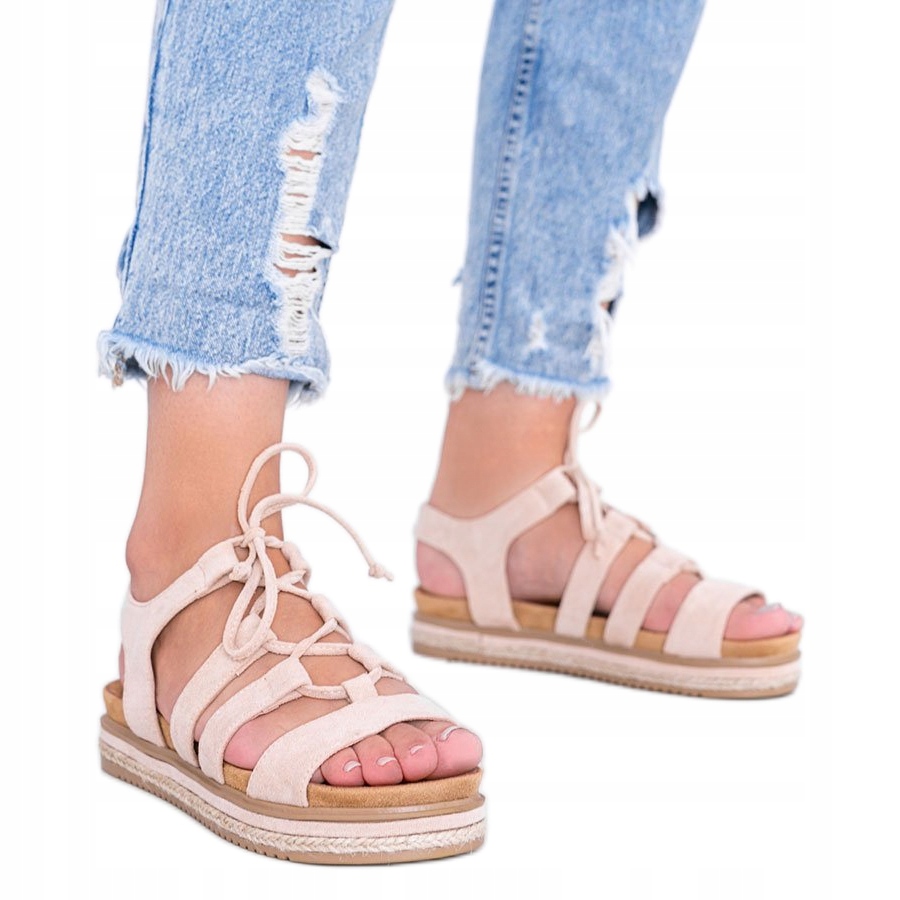 

Beżowy Skóra ekologiczna Buty Sandały r.38
