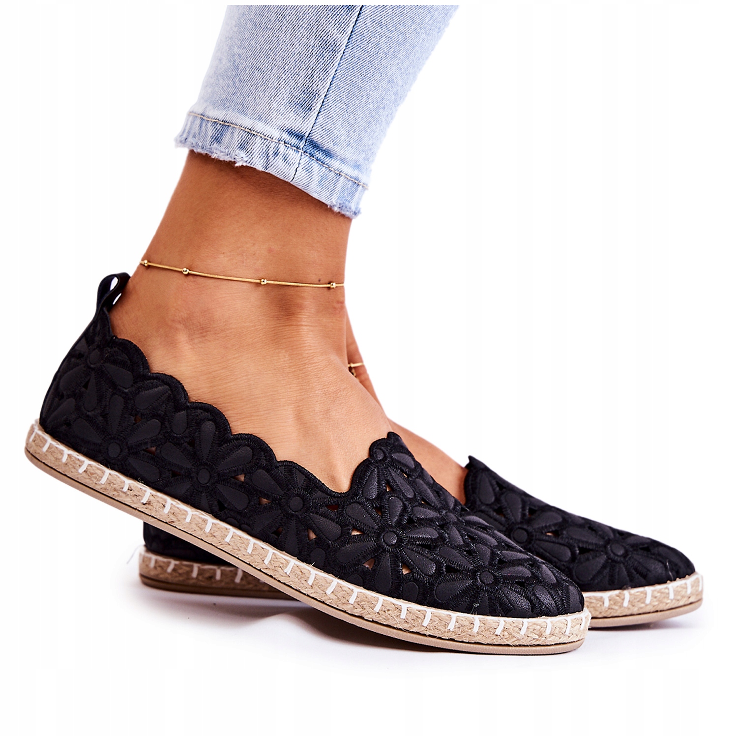 

Damskie Wsuwane Modne Baleriny Kwiaty Czarne 37
