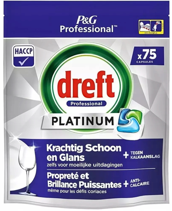 Levně Dreft Platinum Regular All in One 75 ks – Kapsle do myčky nádobí Účinné