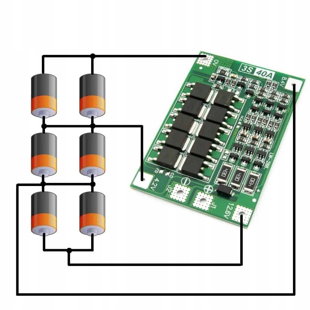 Ładowarka Li-Ion BMS 3S 40A balanser ogniw 18650 Model BMS 3S 40A