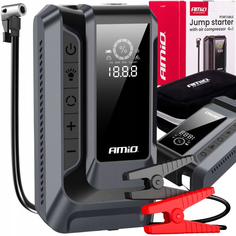 Štartovacie Zariadenie Booster Kompresor 4W1 12Ah Powerbank Baterka 1600A