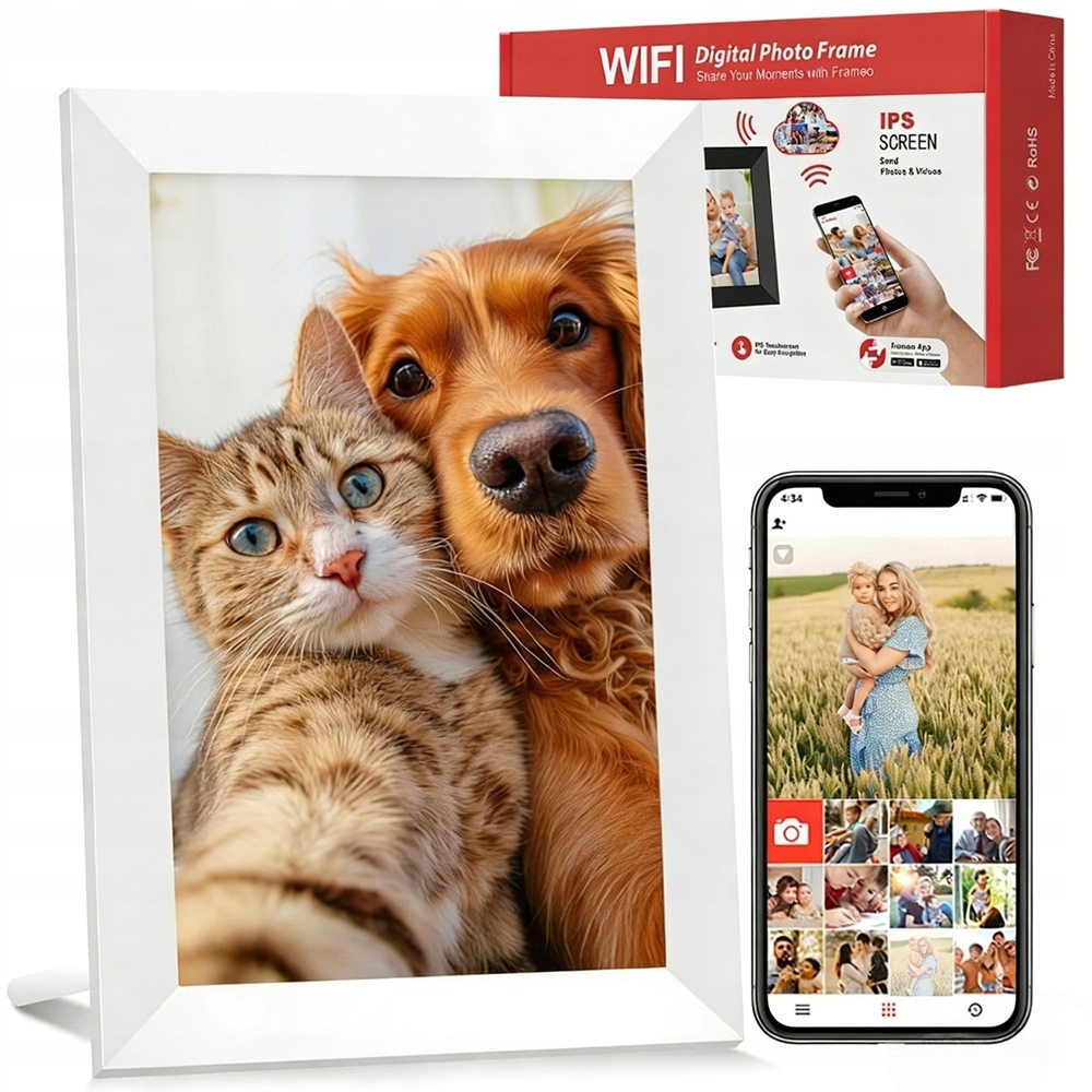 Rámeček Digitální Wifi Dotykový 10.1" Automatický Otáčení 32GB Podpora Usb Sd