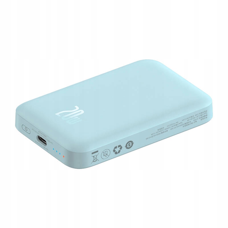 BASEUS MAGNETYCZNY POWER BANK LED KABEL USB-C 6000MAH 20W POWERBANK MAGSAFE Kolor niebieski