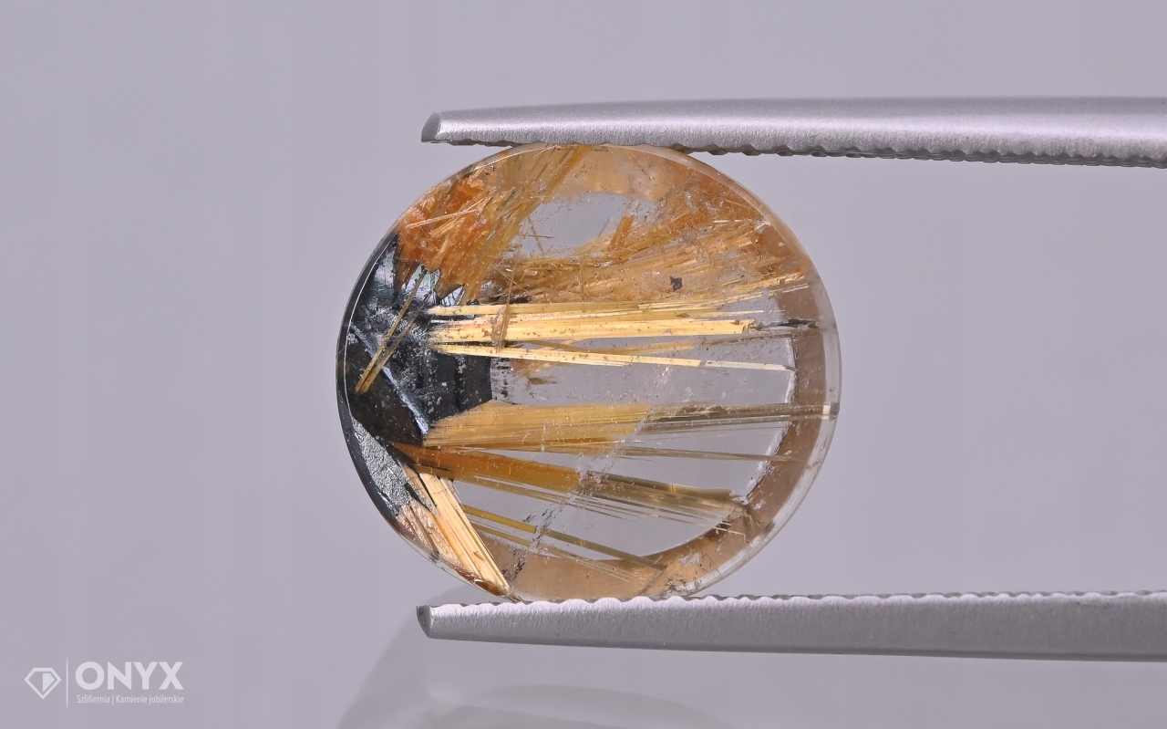 Křemen s rutilem dlaždice kulatá fi 12,5 mm