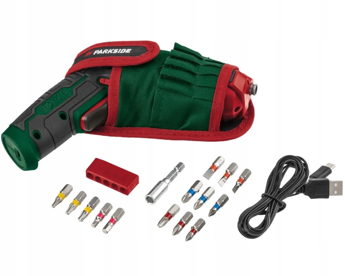 Parkside aku wkrętarka z wymiennymi bitami 7Nm 4V w kaburze Rapidfire2.2