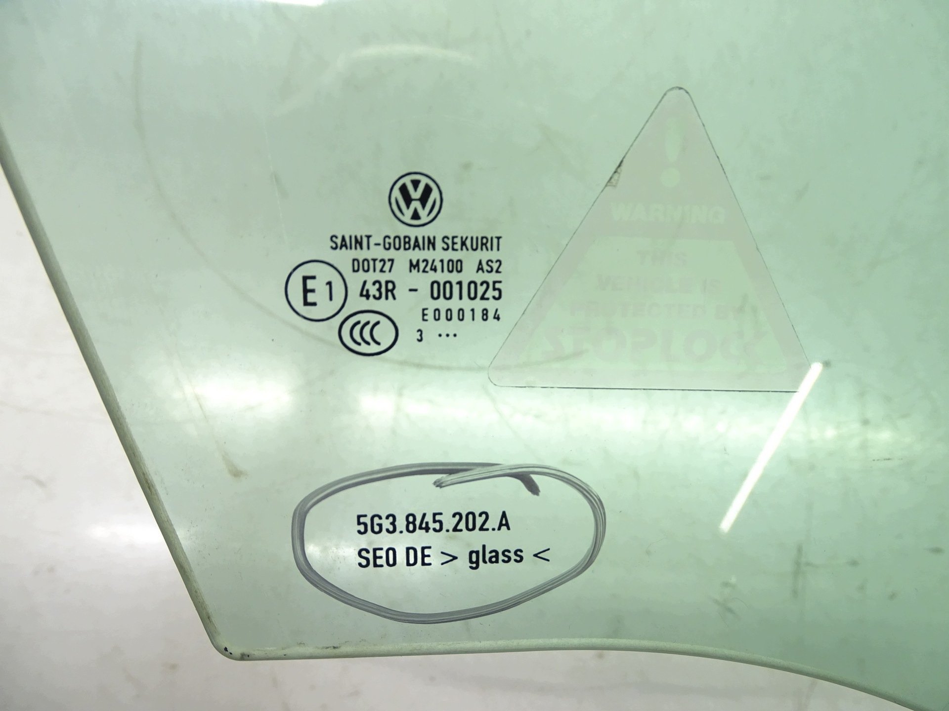 window side door right right front VW GOLF VII 3D 5G3845202A