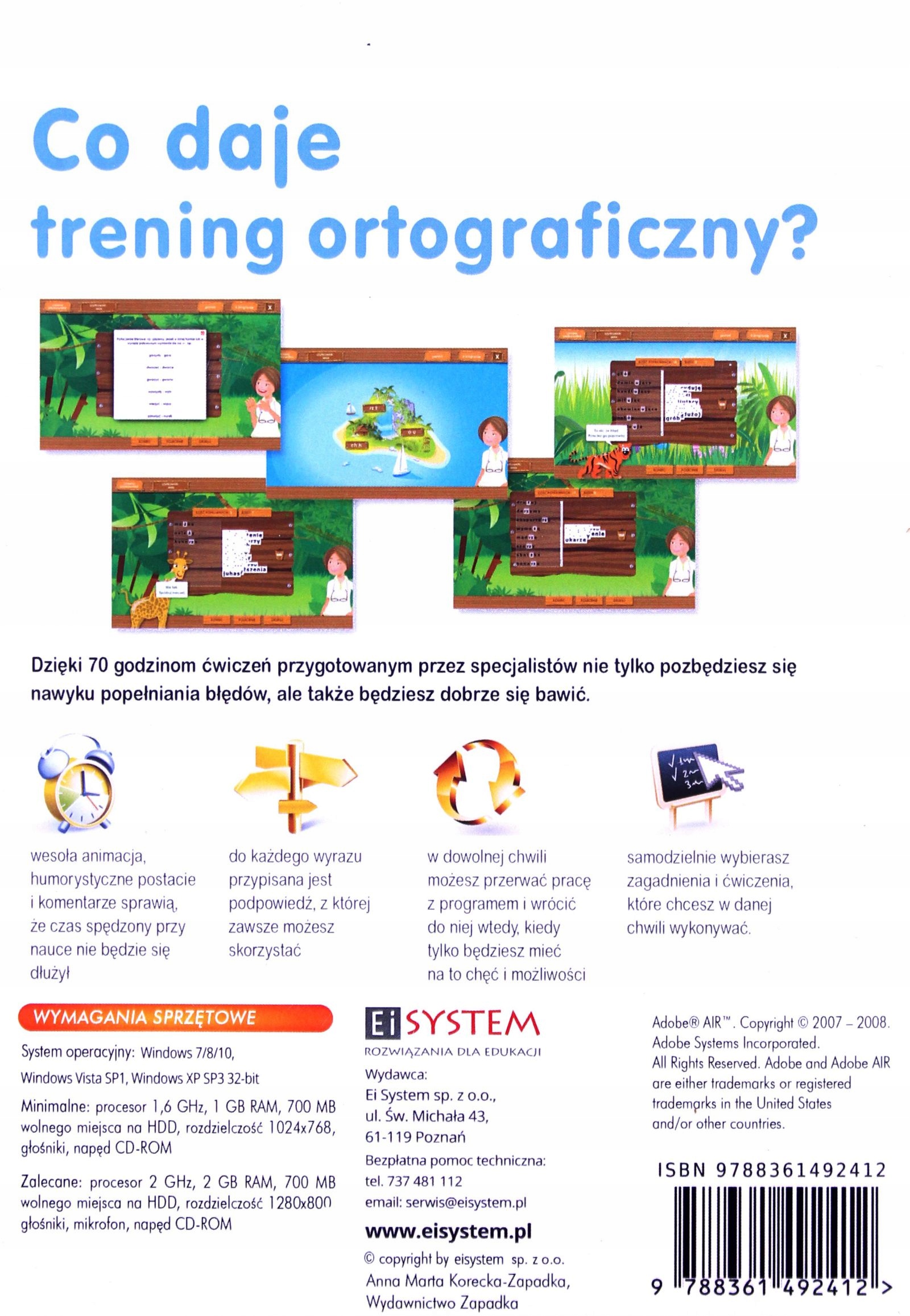 TRENING ORTOGRAFICZNY. POKONAJ DYSORTOGRAFIĘ [PROGRAM PC] Stan opakowania oryginalne