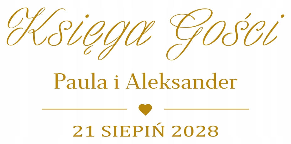 naklejka Księga Gości napis na ściankę lustro ślub wesele imiona data 25 cm