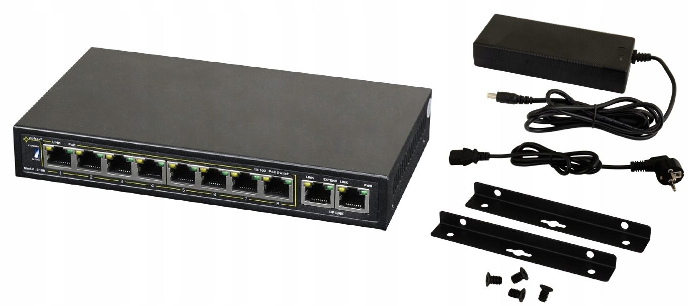 

Switch PoE Pulsar S108-90W 8x PoE, 2x Uplink
