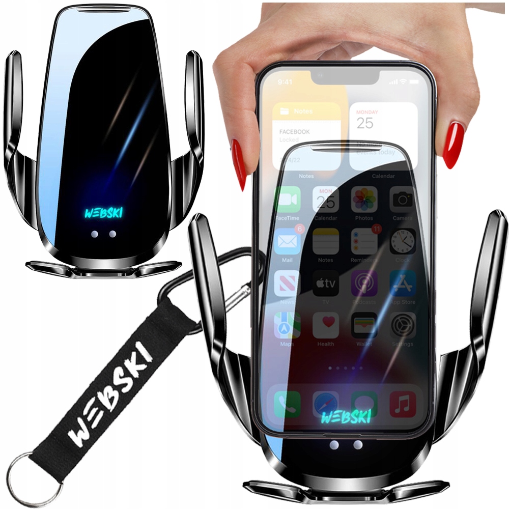 Samochodowy Uchwyt automatyczny Sensor z ładowarką Indukcyjną Bezprzewodową