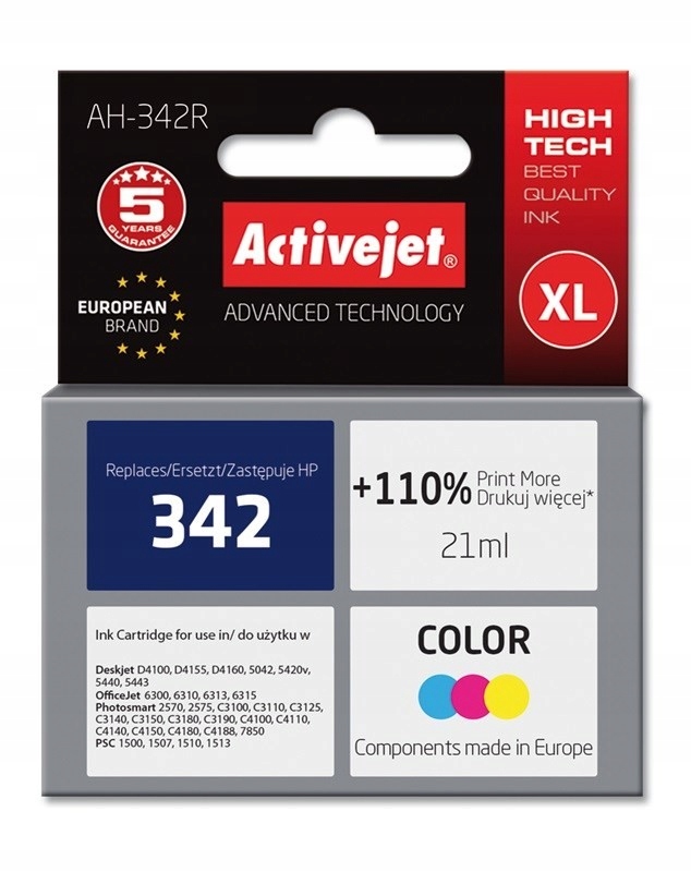 Activejet AH-342R Tusz (zamiennik Hp 342 C9361EE Premium 21 ml kolor)