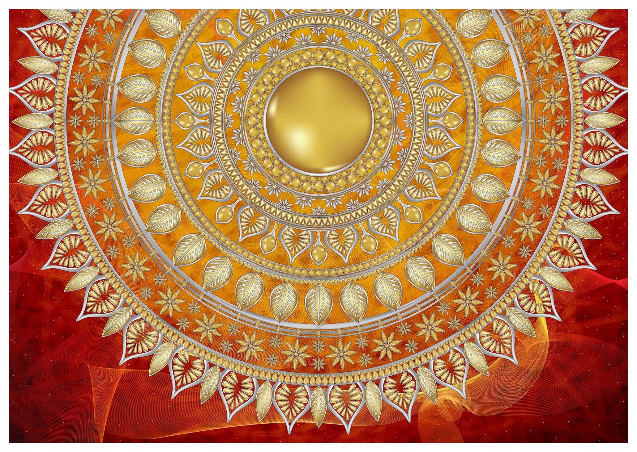 Fototapeta Mandala zlatá květina energie ohně vinylová 520x318 lepidlo