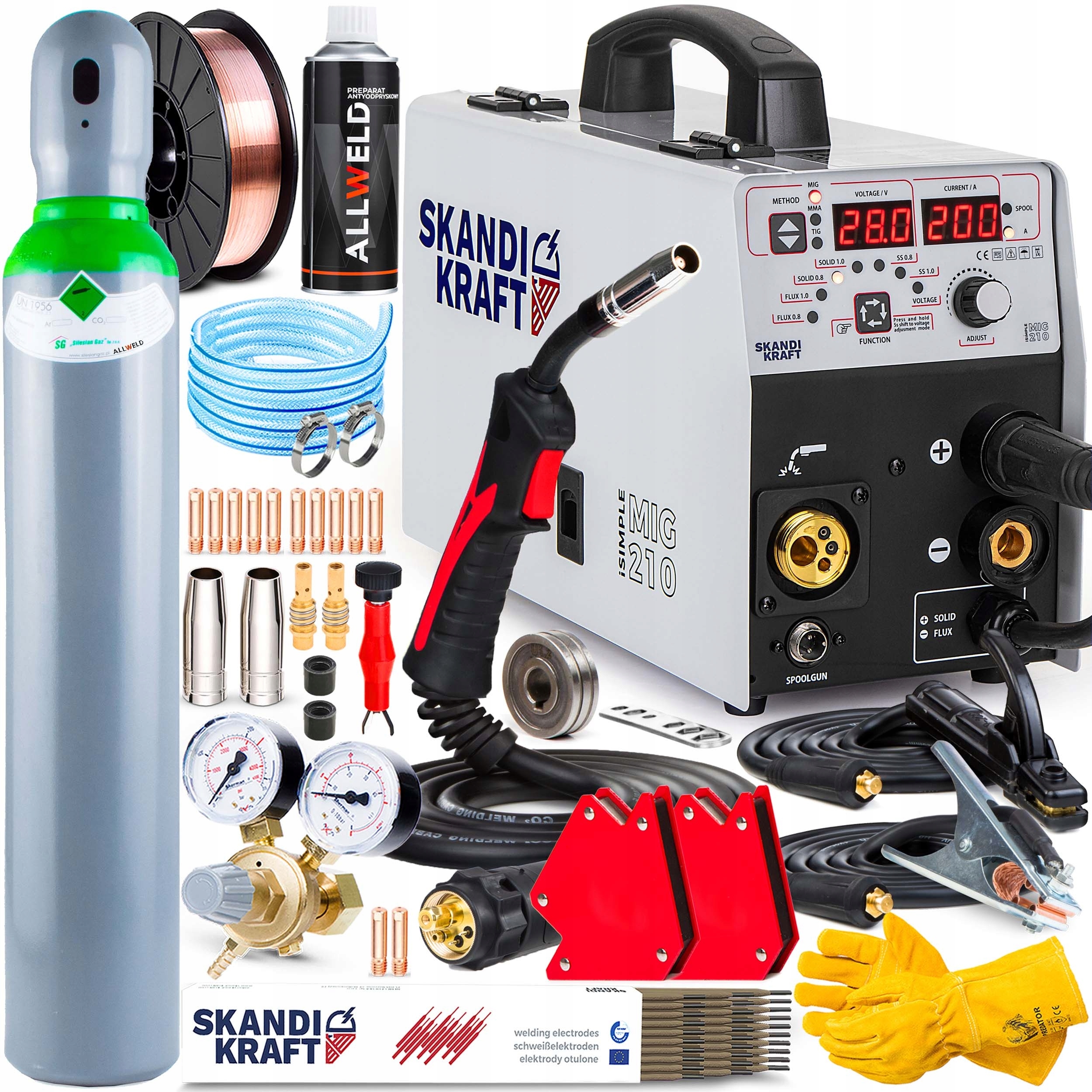 Poloautomatický Svařovací Stroj Skandi Kraft Mig 210 Mma Tig 230V 200A Synergie Igbt